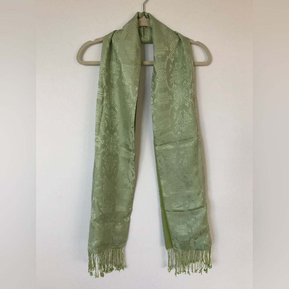Pashmina & Silk Scarf/Shawl w/ Oriental Pattern